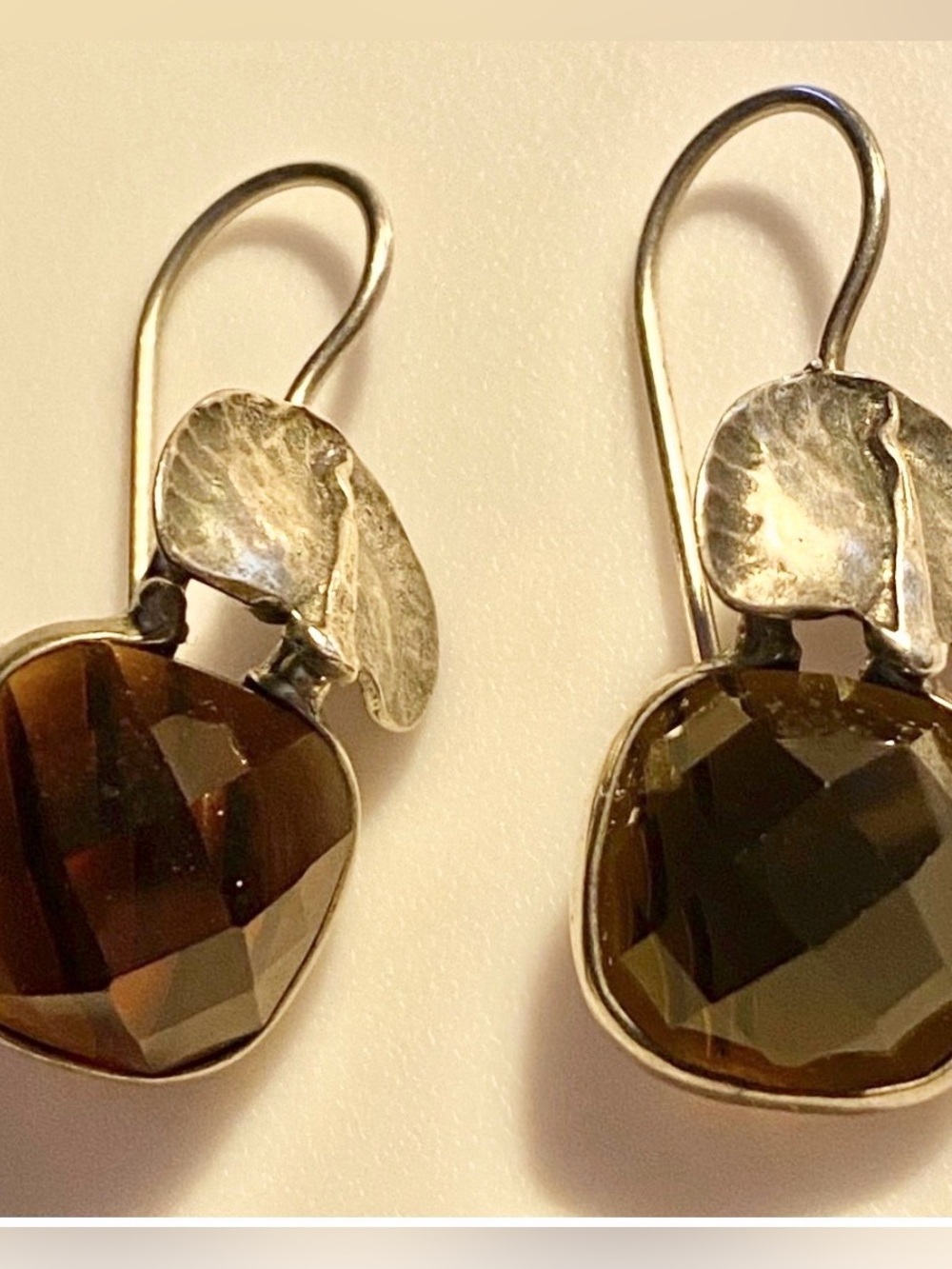 Vintage Silpada Sterling Silver & facet Smokey Quartz earrings. RARE